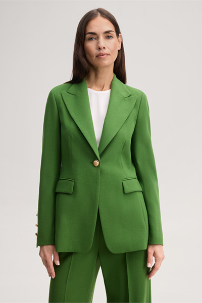 Führt zu Produktdetailseite „Schurwoll-Crepe-Blazer in Grün"