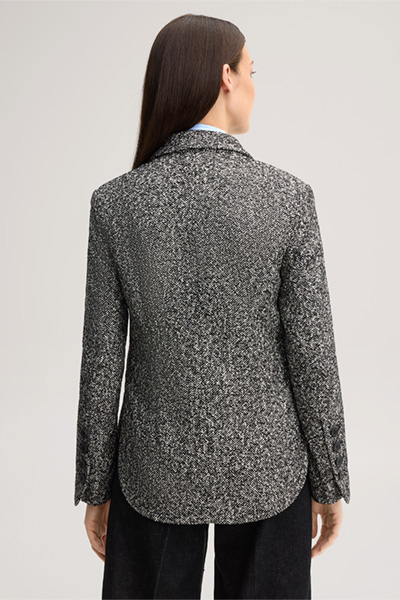 Führt zu Produktdetailseite „Schurwoll-Tweed-Blazer in Schwarz-Weiß"