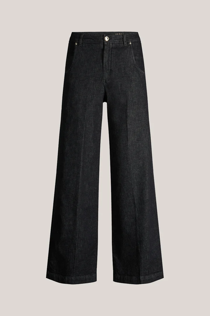 Palazzo five-pocket jeans in black denim