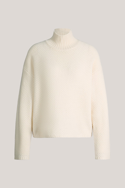 Leads to product detail page "Ecru cashmere stand-up collar jumper"