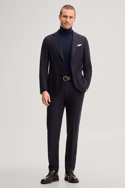 Führt zu Produktdetailseite „Wool-blend modular trousers in navy blue"