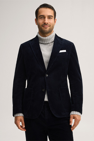 Führt zu Produktdetailseite „Cord-Baukasten-Sakko in Navy"