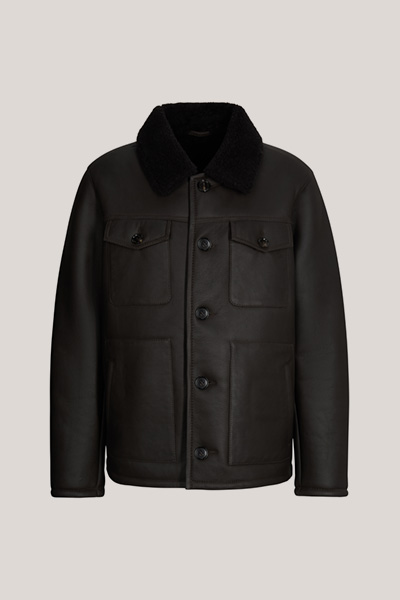 Dark brown lambskin leather jacket