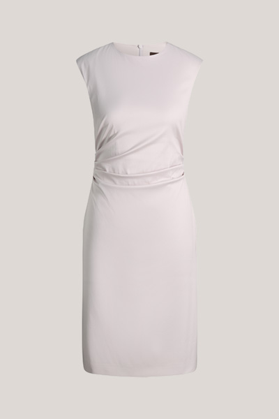 Baumwollstretch-Shift-Etui-Kleid in Midi-Länge in Beige