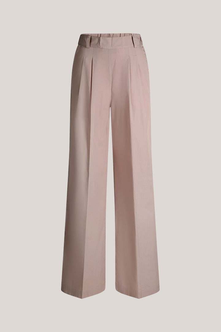 Pantalon en coton Marlene à pinces, couleur taupe