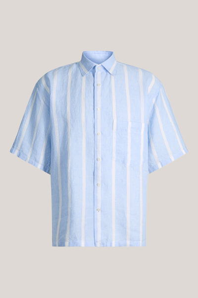 Oberon linen shirt in blue and white stripes