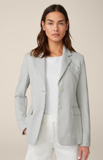 Jersey Blazer in a Light Grey and Ecru Pattern