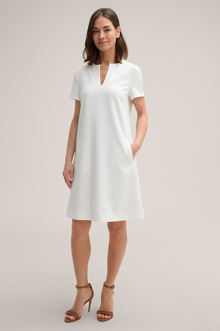 A-line Crêpe Dress in Ecru