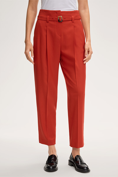 Schurwollstretch-Twill-Hose in Rot
