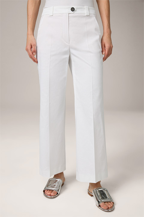 Pantalon en coton de satin blanc, style jupe-culotte