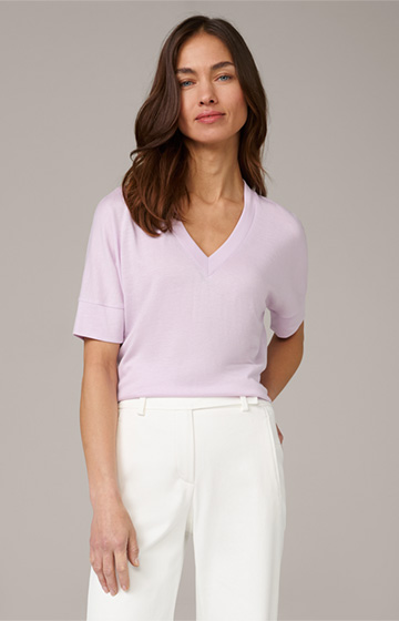 Tencel/Cotton V-Neck Shirt in Lilac