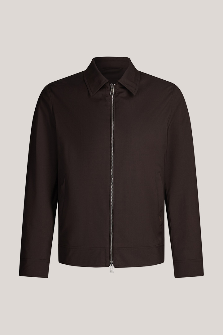 Schurwoll-Blouson Attilio mit Hemdkragen in Braun