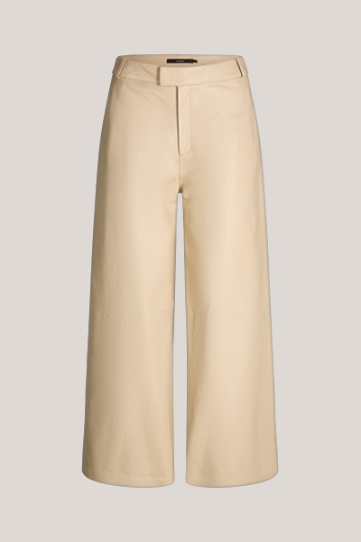 Lambskin Nappa Culottes Leather Trousers in Cream