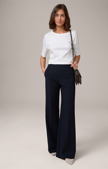 Viscose Blend Marlene Trousers in Navy