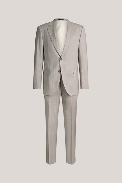 Sera-Sole virgin wool suit in grey and brown stripes