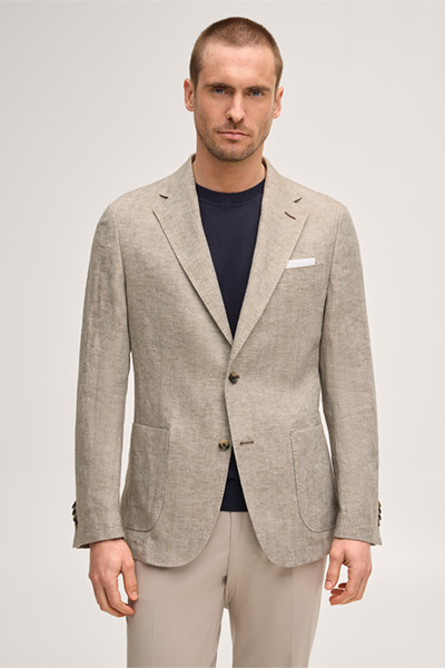 Leads to product detail page "Linen jacket in brown herringbone"