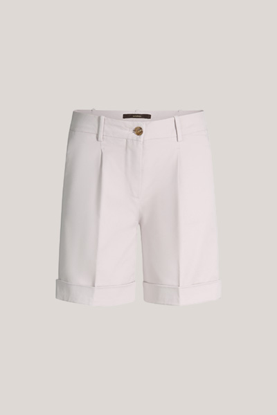 Short en coton stretch avec revers, couleur beige