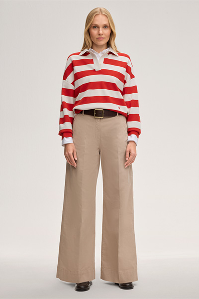 Baumwollstretch-Palazzo-Hose in Taupe