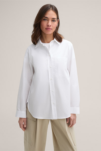 Poplin Cotton Shirt-style Blouse in White