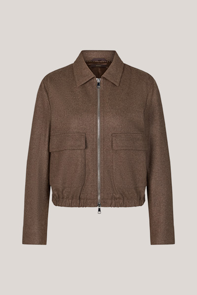 Cropped Cashmere Blazer Jacket in Brown