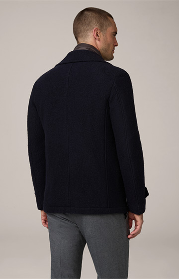 Como Virgin Wool Caban Jacket with Inlay in Navy