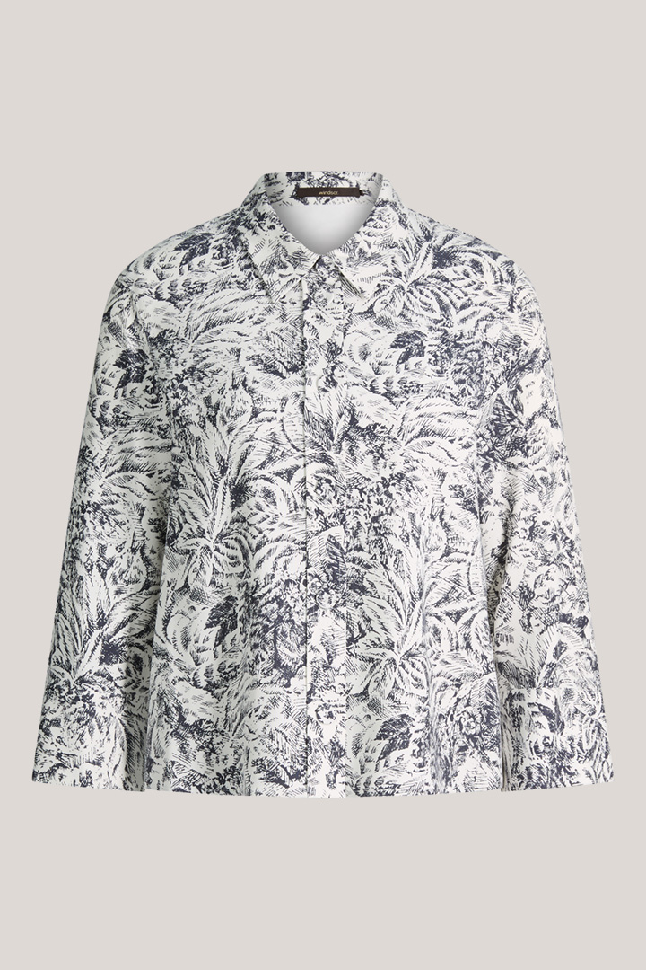 Führt zu Produktdetailseite „Lyocell-Print-Hemdbluse in Navy Ecru"