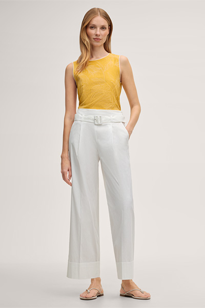 Baumwollstretch-Culotte mit Bundfalte in Ecru