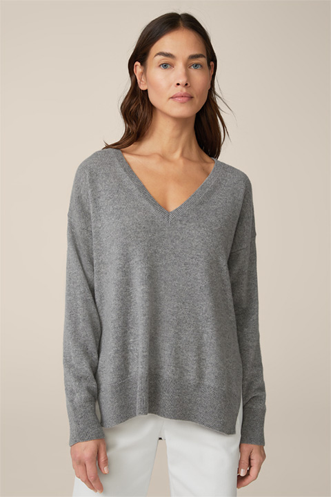 Cashmere-Pullover in Grau Melange