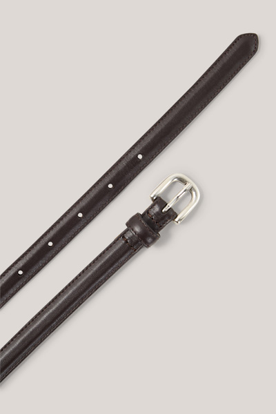 Nappa leather belt with pocket in dark brown