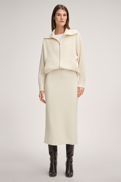 Double-Knit-Midi-Bleistiftrock in Creme