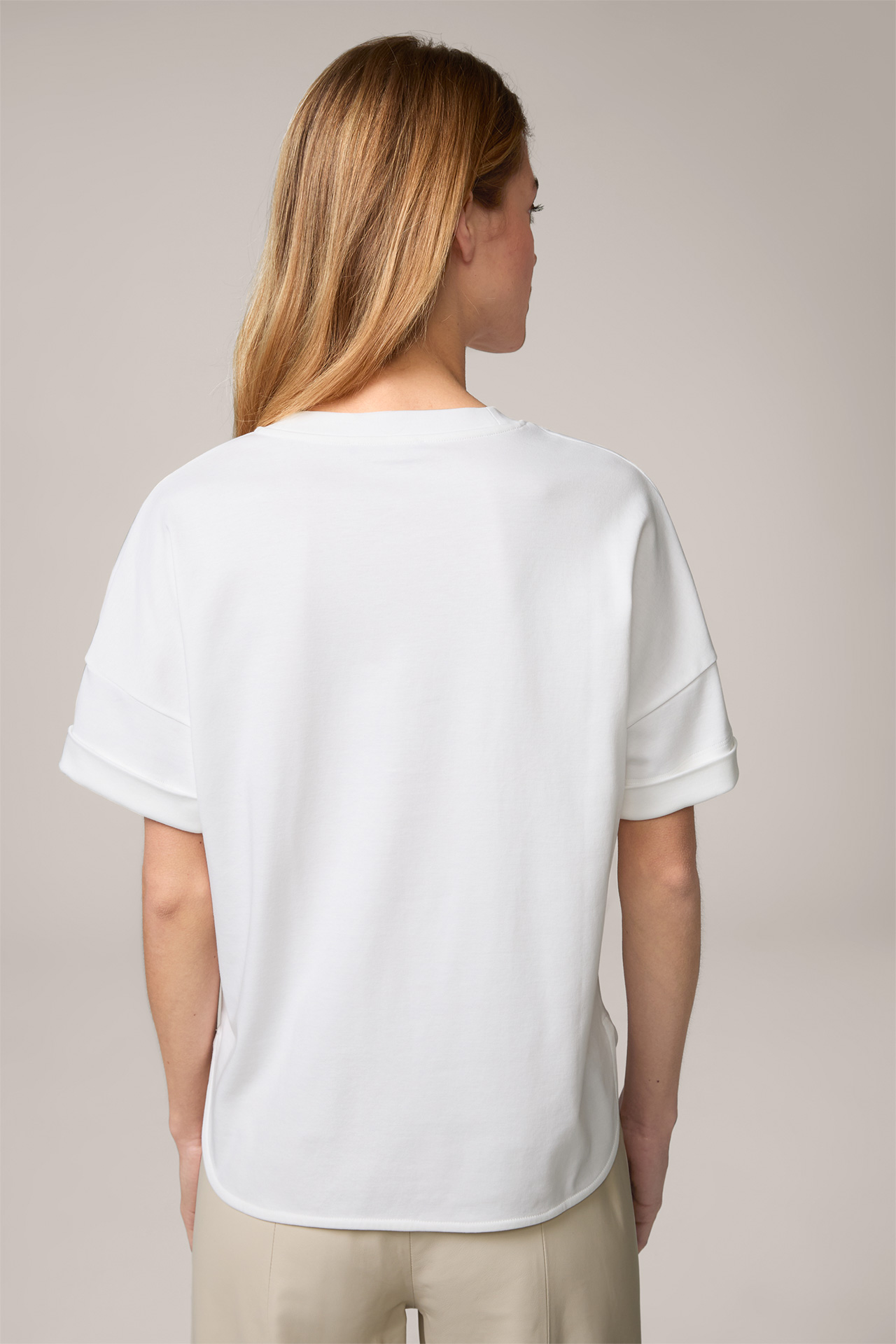  Baumwoll-Interlock Halbarm-Shirt in Weiß