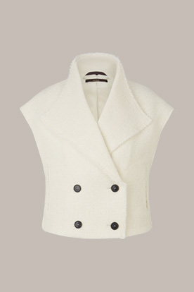 Tweed Waistcoat with wide Lapel in Cream