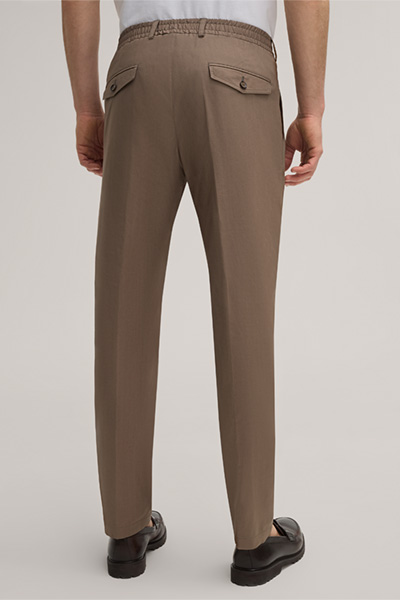 Flomo Cotton Blend Modular Pleat-front Trousers in Taupe