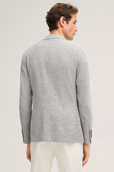 Giro cotton blend jacket with linen in marl grey