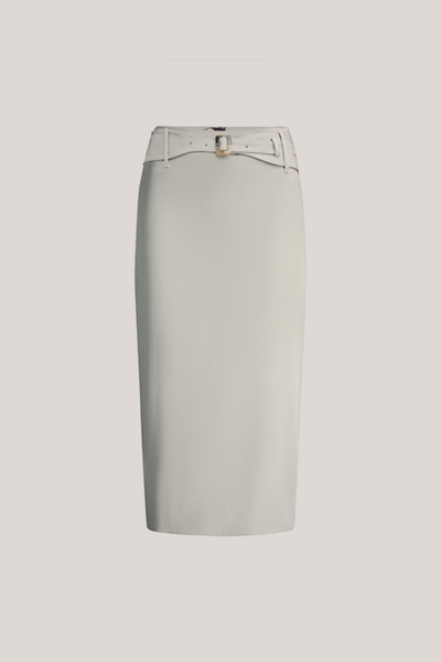 Double-Baumwollstretch-Bleistift-Rock in Greige