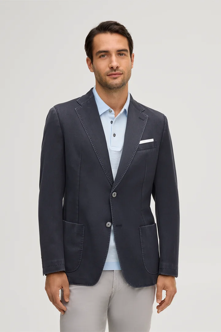 Leads to product detail page "Frosted Wool Jacket Manolo in Navy"