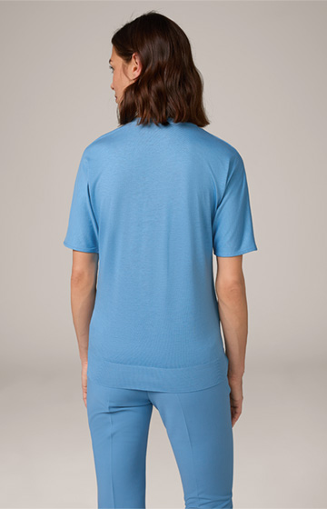 Tencel-Baumwoll-Kurzarm-Shirt in Blau