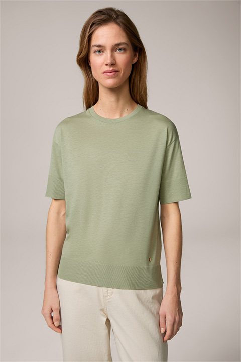 T-shirt en Tencel et coton, couleur sauge