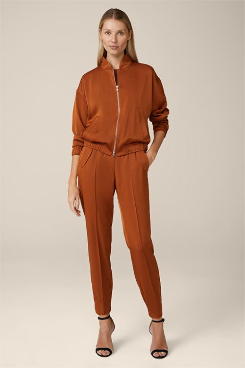 Jogger-style Crêpe Trousers in Copper