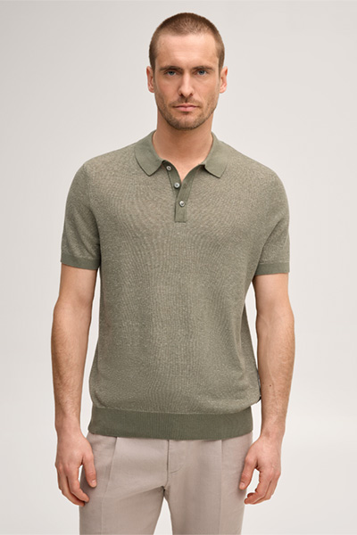 Führt zu Produktdetailseite „Leinenmix-Polo Lindo mit Baumwolle in Oliv"