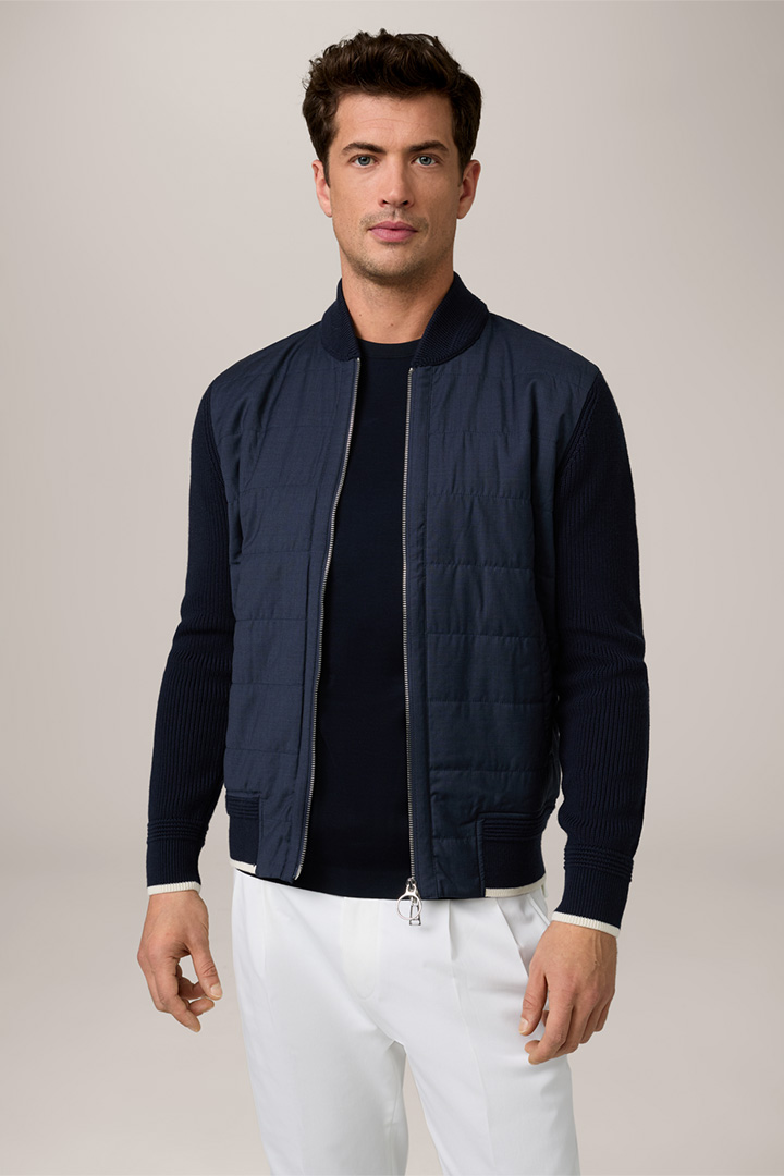 Nibo Knitted College Jacket in Navy