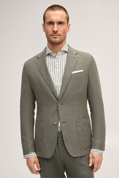 Führt zu Produktdetailseite „Leinenstretch-Baukasten-Sakko Giro in Oliv"