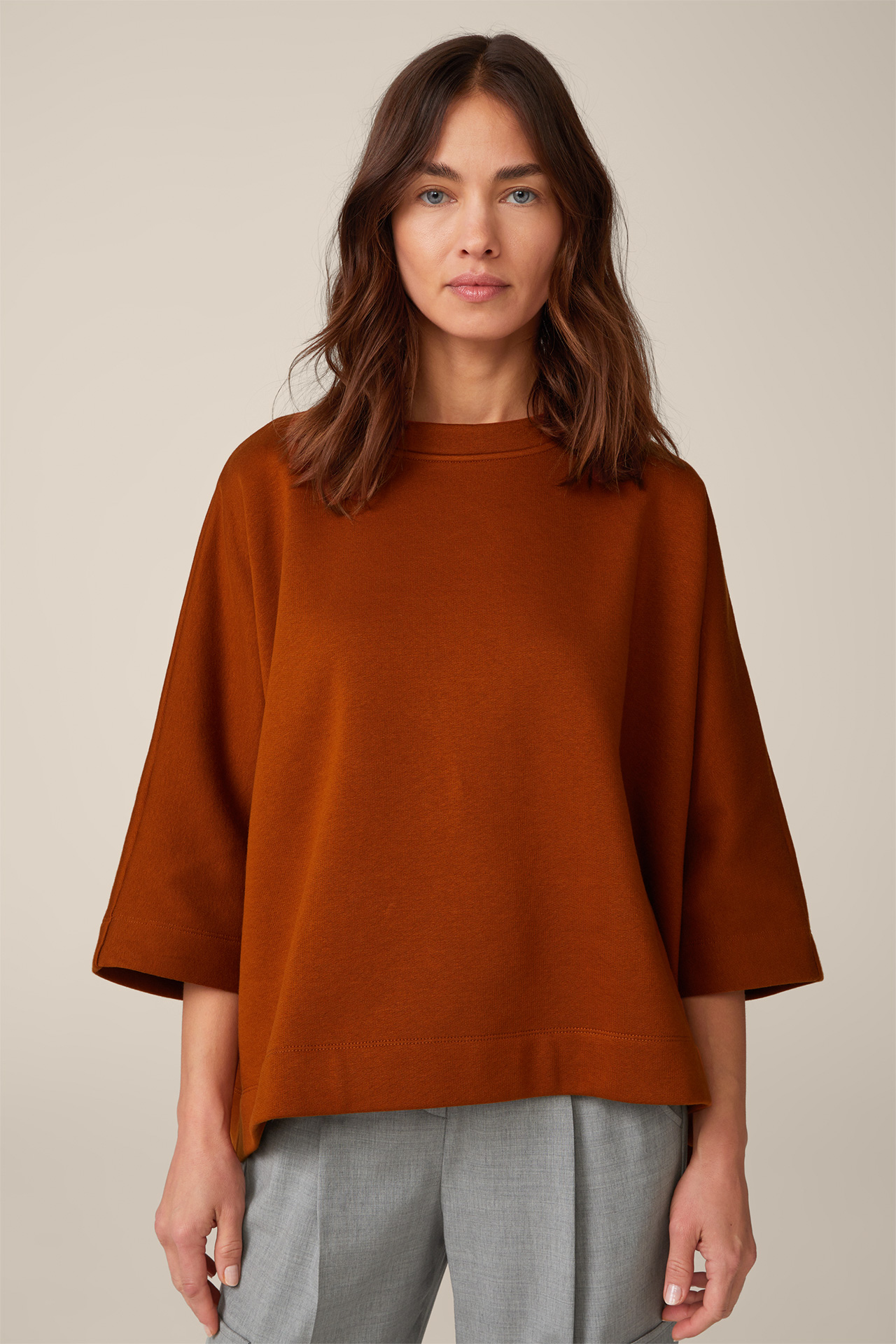 Sweat-Pullover, oversized, in Kupfer
