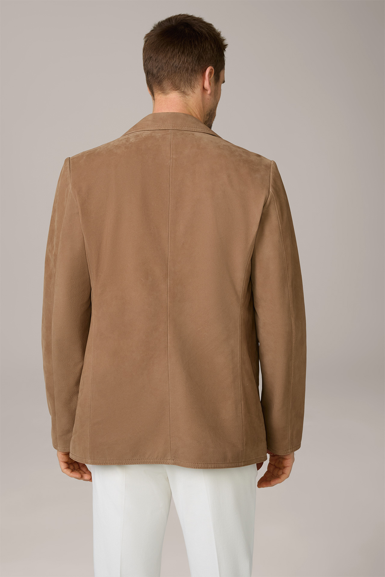 Cabano Nubuck Leather Caban Jacket in Brown