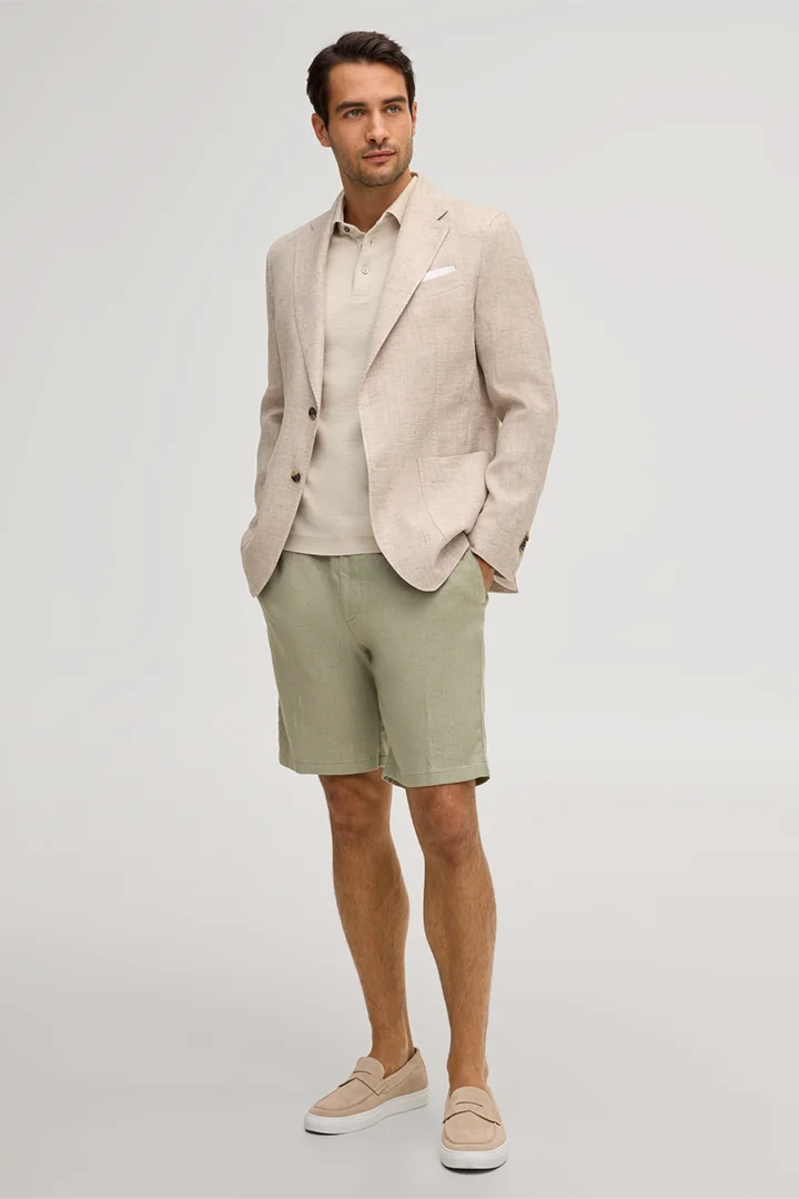 Mène à la page produit « Veste Giorno en lin mélangé et coton, couleur beige chiné »