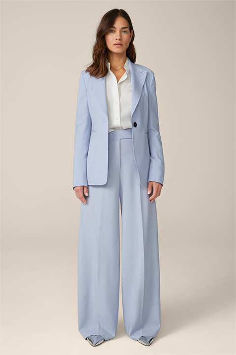 Wool Stretch Palazzo Trousers in Light Blue