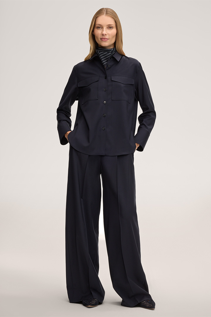 Schurwoll-Palazzo-Hose in Navy