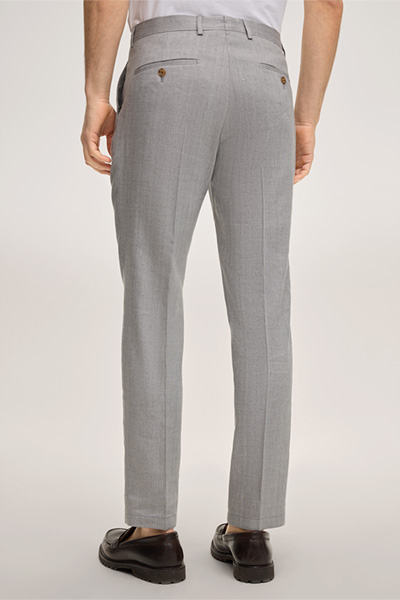 Schurwollmix-Baukasten-Hose Silvi mit Leinen und Bundfalte in Grau