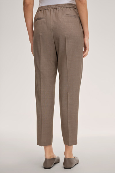 Schurwoll-Bundfalten-Hose im Jogger Stil in Taupe