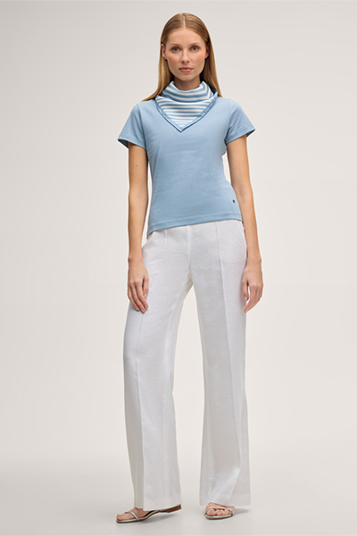 Cotton interlock T-shirt in light blue